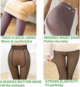 I-0024 High Waist <b>Sexy</b> Women Casual Translucent Anti-Bacterial Breathable Seamless Autumn Standard Fleece Warm <b>Leggings</b> - Product Image 3