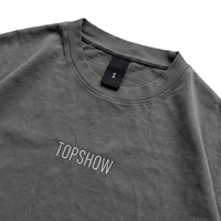 Custom gewassen grijze heren T-shirt met dubbele laag, lange mouwen en korte mouw overlay, vintage streetwear tee