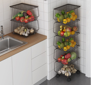 Cestini portaoggetti multistrato <span class=keywords><strong>di</strong></span> grande capacità carrello portafrutta rimovibile carrello portafrutta salvaspazio per cucina - Product Image 6