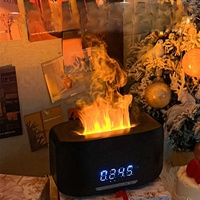 Diffuseur d'arômes à flamme 3D populaire de 400 ml, horloge numérique, huile essentielle, aromathérapie, humidificateur avec haut-parleur BT pour usage domestique