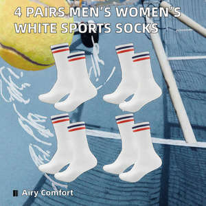 Calcetines de Algodón Tejido a Rayas para Hombre y Mujer <span class=keywords><strong>JINGOU</strong></span> 2026, ODM, Pares de Calcetines Deportivos para Tenis, Correr y Trabajar, Blancos y Negros - Product Image 2
