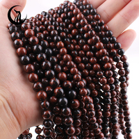 Zhe Ying 6/8/10mm perles d'obsidienne en acajou Bracelet jaune perles de pierre naturelle pour la fabrication de bijoux perles d'obsidienne en acajou naturel