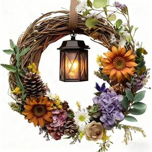 Couronne en rotin - Base en rotin en gros, personnalisation sur mesure de fleurs et plantes séchées préservées avec arrangements floraux personnalisables pour la décoration de fêtes et de la maison - Product Image 3
