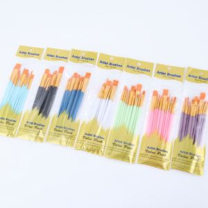 Juego de 10 Pinceles de Pelo de Nailon con Mango de Plástico Multicolor para Pintura Acrílica, Acuarela y Óleo - Product Image 2