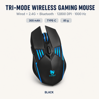 Souris de jeu USB rétroéclairée LED Mecha avec câble en paracorde, 6 boutons, noir, blanc, bleu, 12800 DPI, 85g pour configuration PC de bureau
