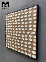 Tableau mural sur toile peint à la main, texture 3D en relief, rayures noires et blanches, style Wabi Sabi, peinture à l'huile artisanale avec cadre, décoration intérieure