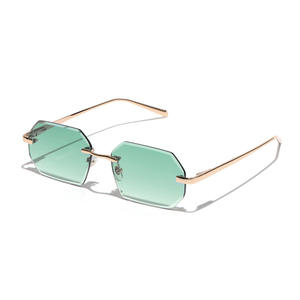 Lmamba 2159 Custom Europe Hot Selling Retro Men High Quality Metal Sunglasses UV400 Gradient Shades Rimless Polygon <strong>Sun</strong> <strong>Glasses</strong> - Product Image 6