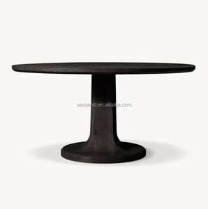 Conjuntos de comedor de lujo con diseño de mediados de siglo OEM Sassanid, mesa de comedor redonda Evette de roble blanco americano - Product Image 4