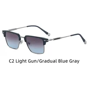 하이 퀄리티 레트로 스퀘어 남자의 스퀘어 메탈 선글라스 남여 공용 럭셔리 UV 400 음영 투명 선글라스 도매