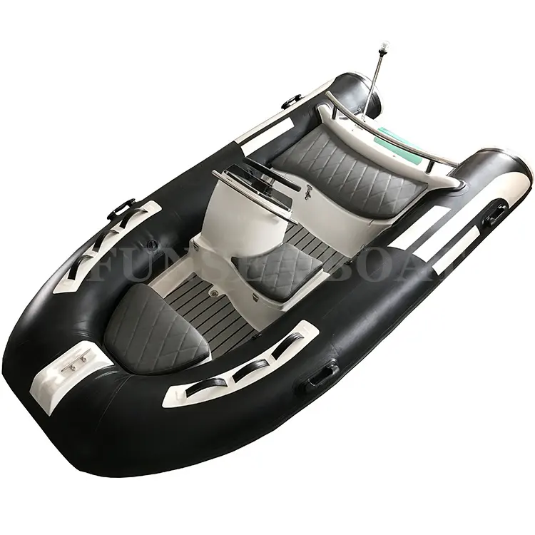 Günstige 11ft 330 Luxus Fiberglas Rhib Schwarz PVC oder Hypalon Single Außenbordmotor Aufblasbares Angeln Rudern Gummi Motorboot
