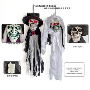 Cabeza <span class=keywords><strong>de</strong></span> fantasma colgante <span class=keywords><strong>de</strong></span> miedo animado brillante <span class=keywords><strong>de</strong></span> Halloween con esqueleto Zombie bruja vampiro monja decoración <span class=keywords><strong>de</strong></span> casa embrujada - Product Image 4