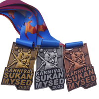 Médailles de volley-ball personnalisées or argent bronze pour le carnaval Sukan MYSED 2025 Médaille et médailles de football basketball en métal avec ruban