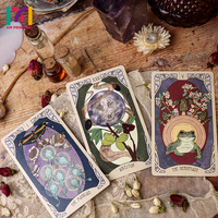 Kualitas tinggi grosir kustom cetak emas tepi emas hitam kertas Tarot dek kartu afirmasi dengan instruksi buku
