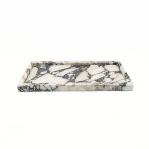 NANWEI Tray Marble Storage Tray for Home Decor Calacatta Viola Marble Tray for Bathroom Kitchen