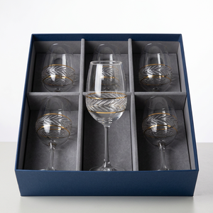 Juego de Copas de Vino de Cristal Rayado Chapado en Oro Hechas a Mano Crystal Coast, Aptas para Lavavajillas, Portátiles, Ecológicas, Minimalistas - Product Image 6