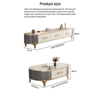 Meubles de salon nouveau design prix de gros personnalisé pierre frittée dessus moderne carré support de téléviseur et table basse pour la maison