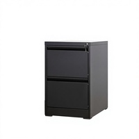 Archivador de Acero Desmontable de 2 Cajones, Color Negro, con Tirador de Cuello de Cisne, Cerradura con 1 Llave, para Documentos Financieros y Comprobantes de Oficina