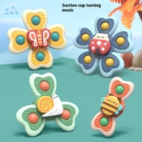 3PCS Fidget Toy Anti Stress Abs Plastic Table Suction Cup 360 Fidget Spinner Sensory Teether Baby Bath Toys for Toddler