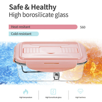 Boîte à lunch en verre borosilicate de haute qualité à bas prix pour les fabricants, récipient de stockage alimentaire avec couvercle en PP, étanche, sans BPA, avec couverts