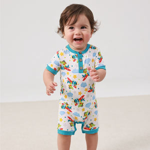 Mono de bambú para bebé, manga corta, de algodón, con cremallera, ropa para bebé, pelele de bambú, ropa de bebé al por mayor - Product Image 1