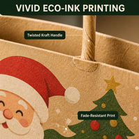 Sac en papier kraft de luxe personnalisé avec poignées, imprimé pour cadeaux de Noël, de Nouvel An et de fête, idéal pour l'emballage artisanal
