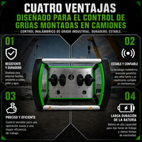 Kit de Control Remoto Inalámbrico Industrial de Alta Gama, Modelo Semi 4 Funciones, Color Verde, para Maquinaria Hidráulica de Elevación