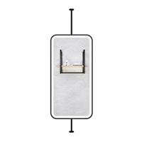 Miroir de salle de bain LED avec capteur tactile anti-buée IP65, cadre doré, barre porte-serviettes - Design moderne pour hôtels et salons