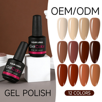 Gel UV pour ongles en gros, 12 couleurs, flacons de 15 ml, fournitures pour salons, étiquette privée personnalisée, usine OEM