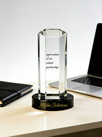 Trophée personnalisé en acrylique transparent pour la reconnaissance des partenaires - Cadeau d'entreprise gravable avec logo et message de gratitude