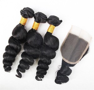 Mèches naturelles du cambodge Remy — queen beauty, extension de cheveux humains ample, de couleur foncée, avec Closure et frontal - Product Image 1