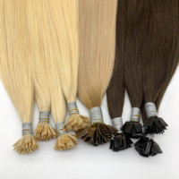 Extensions de cheveux vierges européens pré-collés pour usage professionnel en salon, pointes épaisses, fixation par fusion, Remy ondulé, pointe en K, mèche de kératine plate