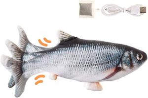USB Electric <b>Plush</b> Moving Fish Wagging Teaser <b>Cat</b> Toy with Flopping Kicker Eco-Friendly 30CM Interactive Floppy Fish for <b>Cats</b> - Product Image 3