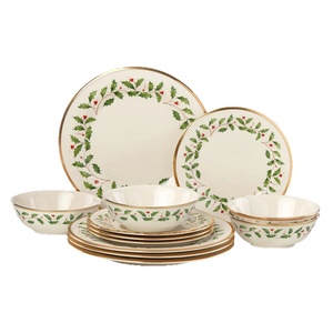 Retro Gold-Edged Plant Vintage Bone China Tableware Set Christmas American Style Microwave Safe Customizable Family Party Bowl - Product Image 5
