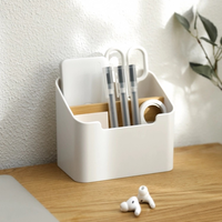 Boîte de rangement en bambou, organisateur multifonction moderne pour télécommandes, support de télécommande TV en plastique, boîte de rangement de bureau