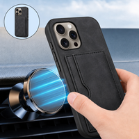 Étui de téléphone en cuir PU rétro de luxe pour iPhone 11-18, coque arrière vintage avec porte-cartes et support horizontal