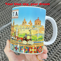 Mug de voyage en céramique blanche de 11 oz pour sublimation thermique, sans BPA, compatible micro-ondes, cadeaux de fête - Mugs en gros pour café, thé, bière