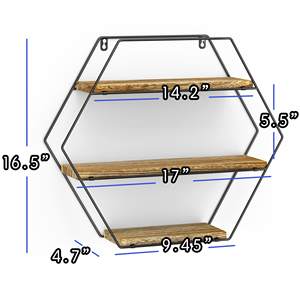 משושה קיר דקור צף מדפים-3-Pack דקורטיבי מדף סט-ברגים ועוגנים כלול-אורן עץ גיאומטרי Shelv - Product Image 5