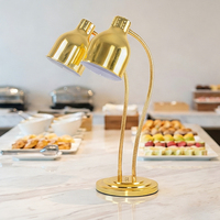 Lampe chauffante électrique dorée en acier inoxydable 250W pour présentation alimentaire, chauffe-plat de table pour buffet, hôtel, restaurant, traiteur, réglable