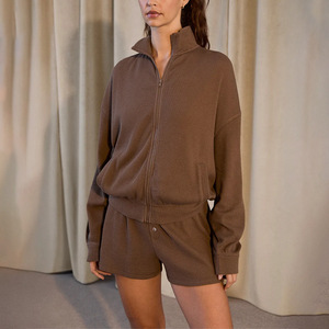 Veste en tissu gaufré à col vertical à <span class=keywords><strong>imprimé</strong></span> léopard vintage pour l'automne et l'hiver, <span class=keywords><strong>pantalon</strong></span> de sport simple à taille basse pour femmes, fin - Product Image 4