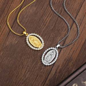 Pendentif Sainte Vierge Marie de Merryshine, amulette chrétienne, zircone cubique, médailles religieuses, collier avec verset biblique - Product Image 3