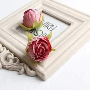 Fleurs artificielles en vrac, petites têtes de roses en soie de 4 cm pour la décoration de gâteaux, vente en gros à prix réduit - Product Image 5