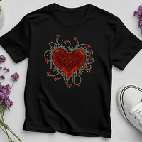 Transfert de strass personnalisé de haute qualité, prêt à poser, motif cœur pour t-shirts