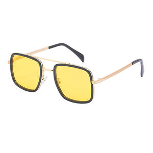 Gafas de sol cuadradas para hombre ZS DB7002 con protección UV400, montura metálica, lentes de PC, color dorado, bloqueo de luz azul, protección solar. - Product Image 5