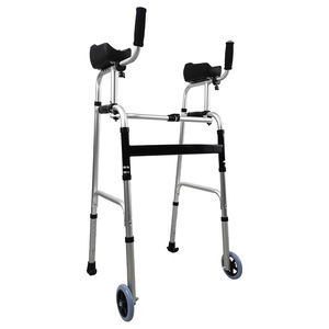 Aluminum Alloy Foldable <b>Walker</b> With Wheels Lightweight Portable Walking Aid For <b>Elderly</b> Support Assistance - Product Image 2