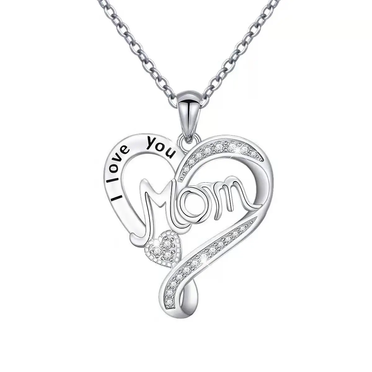 Mothers Day 2023 Gift 925 Sterling Silver Charms Heart Pendant Mom letter I Love You Mothers Day Jewelry for Necklace Mom