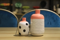 Accessoires de décoration intérieure, arrangement floral minimaliste, vases ronds orange nordiques pour fleurs, vase en céramique