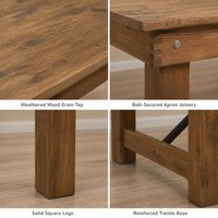 Table à manger pliante en bois massif de style farmhouse pour hôtel, restaurant, banquet, mariage, événements, fête