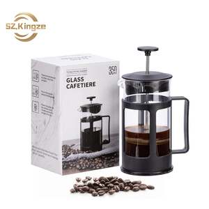 Kingze Piston à café de grande capacité 350ml 600ml 800ml 1000ml <span class=keywords><strong>Double</strong></span> <span class=keywords><strong>paroi</strong></span> en <span class=keywords><strong>verre</strong></span> Camping Cafetière portable Pot à presse française - Product Image 1