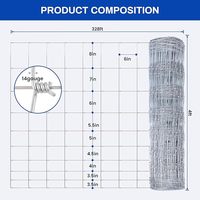 Clôture de champ en fil de fer tissé à nœuds fixes galvanisé de 5, 6, 7, 8 pieds pour cerfs, bovins, chevaux, pour utilisation en ferme et sur les prairies