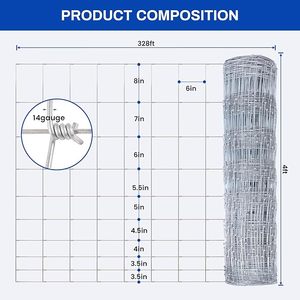 Clôture de champ en fil de fer tissé à nœuds fixes galvanisé de 5, 6, 7, 8 pieds pour cerfs, bovins, chevaux, pour utilisation en ferme et sur les prairies - Product Image 4